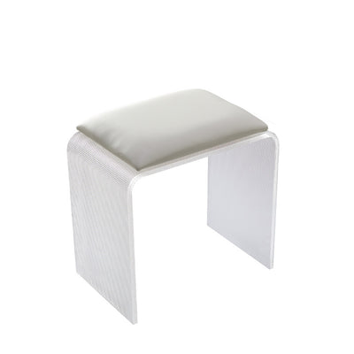 Modern Minimalist Microfiber Leather & Acrylic Rectangular Mosaic Low Stool For Living Room & Entryway