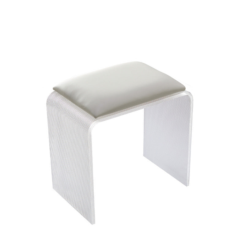 Modern Minimalist Microfiber Leather & Acrylic Rectangular Mosaic Low Stool For Living Room & Entryway