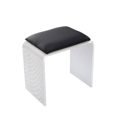 Modern Minimalist Microfiber Leather & Acrylic Rectangular Mosaic Low Stool For Living Room & Entryway
