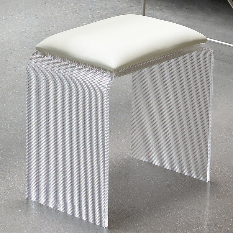 Modern Minimalist Microfiber Leather & Acrylic Rectangular Mosaic Low Stool For Living Room & Entryway