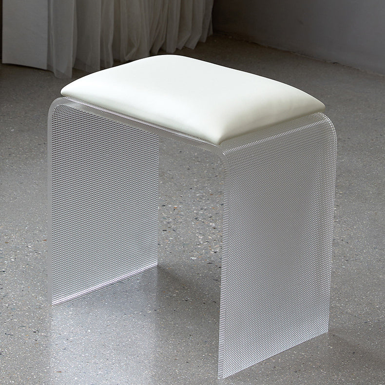 Modern Minimalist Microfiber Leather & Acrylic Rectangular Mosaic Low Stool For Living Room & Entryway