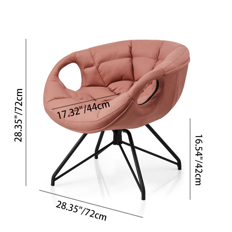 Contemporary Nordic Tech Fabric & Iron Round Accent Chair With Backrest Armrest For Living Room