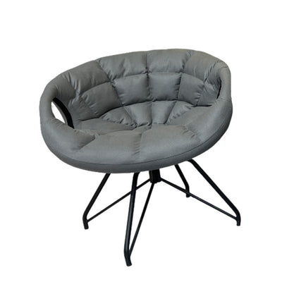Contemporary Nordic Tech Fabric & Iron Round Accent Chair With Backrest Armrest For Living Room