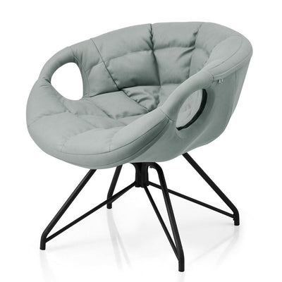 Contemporary Nordic Tech Fabric & Iron Round Accent Chair With Backrest Armrest For Living Room