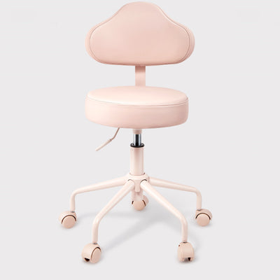 Contemporary Nordic Leather & Metal Cloud-Shaped Round Swivel Vanity Stool Backrest For Bedroom & Home Office