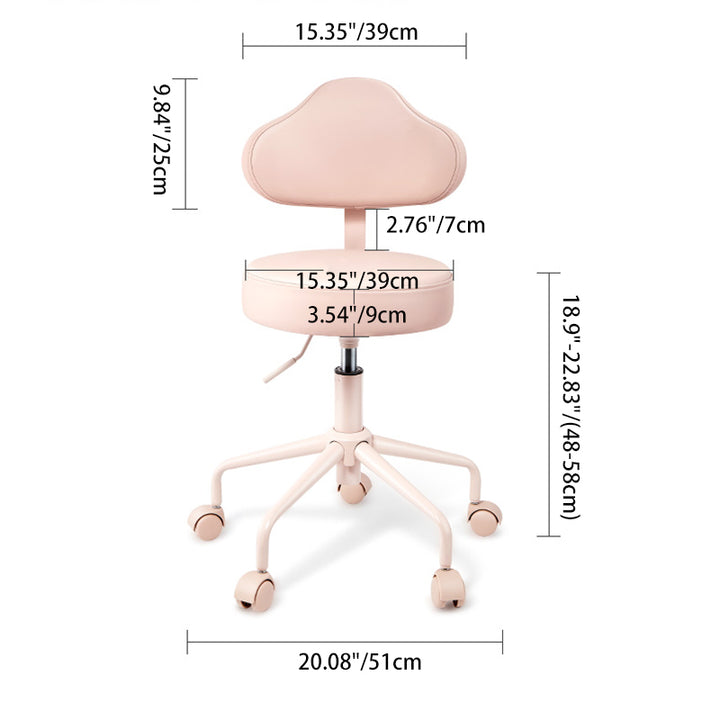 Contemporary Nordic PU Leather Iron Cloud-Shaped Round Swivel Vanity Stool Backrest For Bedroom &amp; Home Office