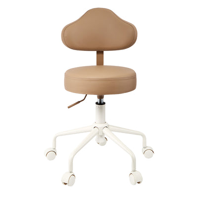 Contemporary Nordic Leather & Metal Cloud-Shaped Round Swivel Vanity Stool Backrest For Bedroom & Home Office