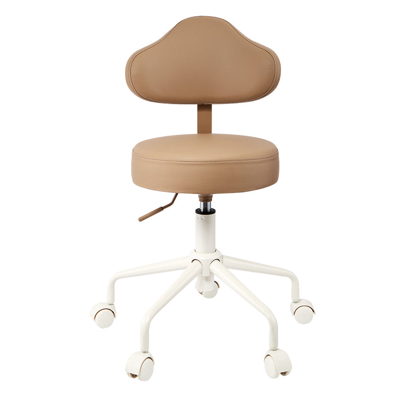 Contemporary Nordic Leather & Metal Cloud-Shaped Round Swivel Vanity Stool Backrest For Bedroom & Home Office