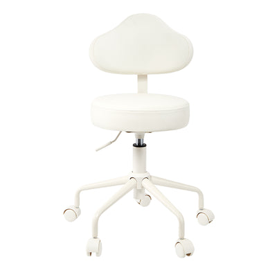 Contemporary Nordic Leather & Metal Cloud-Shaped Round Swivel Vanity Stool Backrest For Bedroom & Home Office