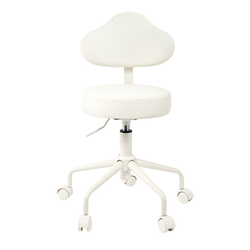 Contemporary Nordic Leather & Metal Cloud-Shaped Round Swivel Vanity Stool Backrest For Bedroom & Home Office