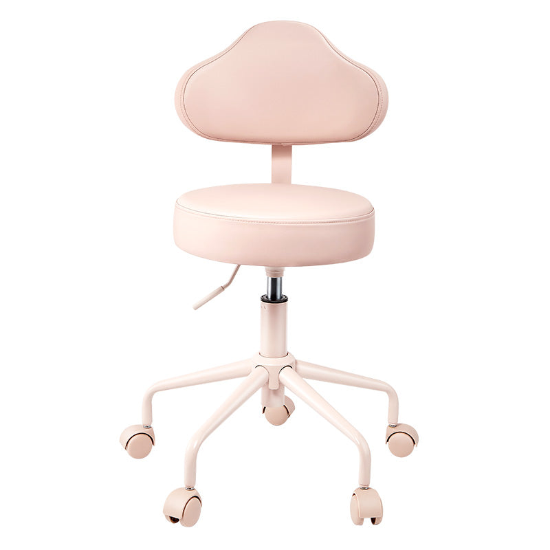 Contemporary Nordic PU Leather Iron Cloud-Shaped Round Swivel Vanity Stool Backrest For Bedroom &amp; Home Office