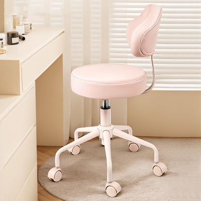 Contemporary Nordic Leather & Metal Cloud-Shaped Round Swivel Vanity Stool Backrest For Bedroom & Home Office