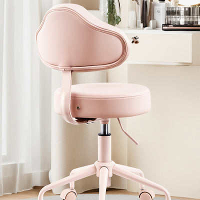 Contemporary Nordic Leather & Metal Cloud-Shaped Round Swivel Vanity Stool Backrest For Bedroom & Home Office
