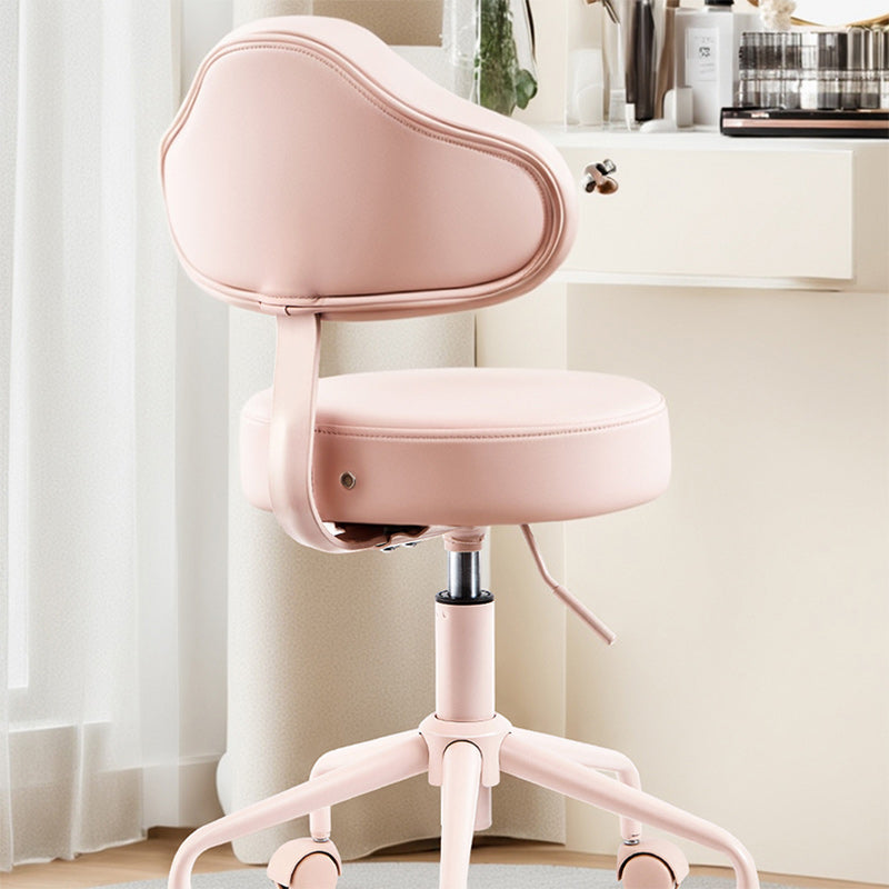 Contemporary Nordic Leather & Metal Cloud-Shaped Round Swivel Vanity Stool Backrest For Bedroom & Home Office