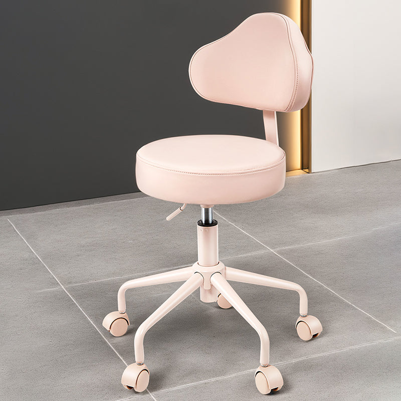 Contemporary Nordic Leather & Metal Cloud-Shaped Round Swivel Vanity Stool Backrest For Bedroom & Home Office