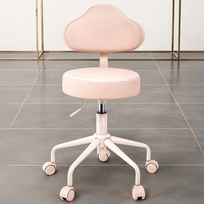 Contemporary Nordic Leather & Metal Cloud-Shaped Round Swivel Vanity Stool Backrest For Bedroom & Home Office