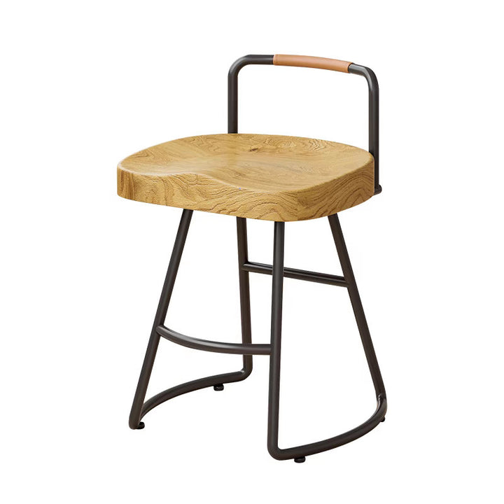Taburete cuadrado de bar de madera de pino estilo farmhouse tradicional con respaldo y reposapiés para cocina y bar 