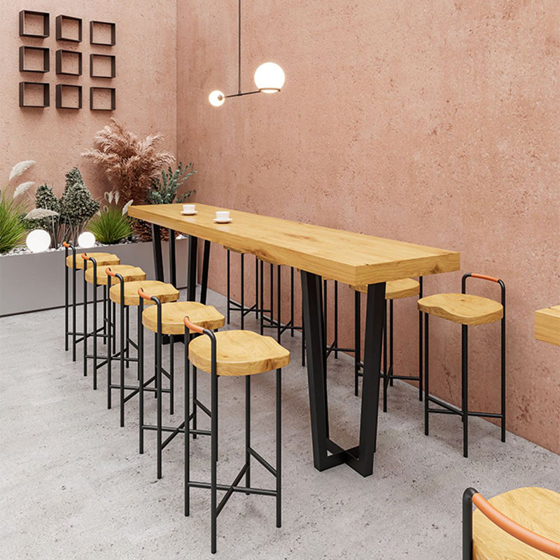 Taburete cuadrado de bar de madera de pino estilo farmhouse tradicional con respaldo y reposapiés para cocina y bar 