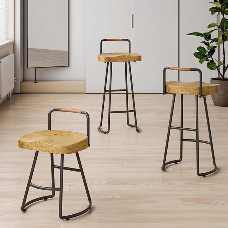 Taburete cuadrado de bar de madera de pino estilo farmhouse tradicional con respaldo y reposapiés para cocina y bar 
