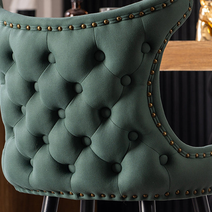 Modern Luxury Synthetic Fabric &amp; Velvet Iron Wingback Nailhead Trim Bar Stool Backrest &amp; Footrest For Kitchen &amp; Bar