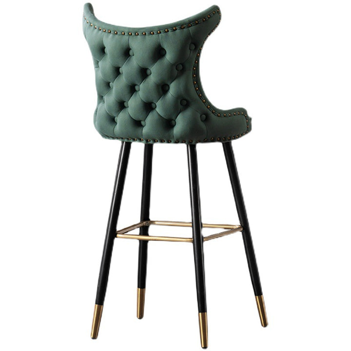 Modern Luxury Synthetic Fabric &amp; Velvet Iron Wingback Nailhead Trim Bar Stool Backrest &amp; Footrest For Kitchen &amp; Bar