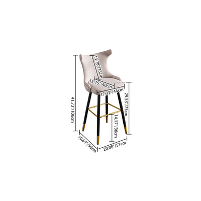 Moderner Luxus Tech-Stoff & Samt Eisen Wingback Nagelkopf Trim Barhocker Rückenlehne & Fußstütze für Küche & Bar 