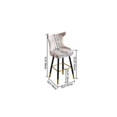 Moderner Luxus Tech-Stoff & Samt Eisen Wingback Nagelkopf Trim Barhocker Rückenlehne & Fußstütze für Küche & Bar 