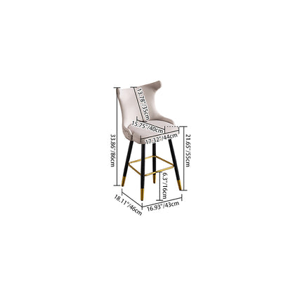 Moderner Luxus Tech-Stoff & Samt Eisen Wingback Nagelkopf Trim Barhocker Rückenlehne & Fußstütze für Küche & Bar 