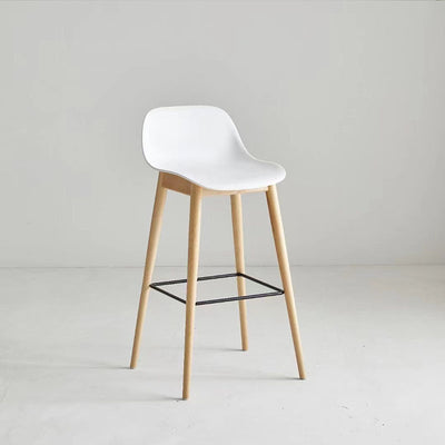 Tabouret de bar carré contemporain en hêtre et métal PP nordique avec dossier et repose-pieds pour cuisine et bar 