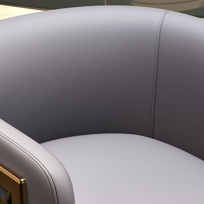 Modern Luxury Faux Leather &amp; Metal Curved Oval Bar Stool With Armrests &amp; Footrest For Kitchen &amp; Bar Counter