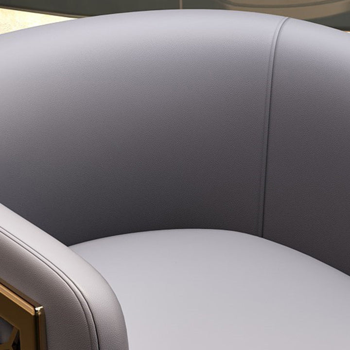 Modern Luxury Faux Leather &amp; Metal Curved Oval Bar Stool With Armrests &amp; Footrest For Kitchen &amp; Bar Counter