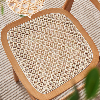 Tabouret de bar carré en bois de frêne et rotin tissé japonais traditionnel avec dossier et repose-pieds pour cuisine et comptoir de bar 