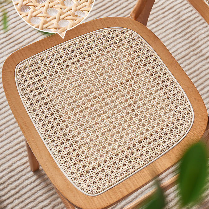 Tabouret de bar carré en bois de frêne et rotin tissé japonais traditionnel avec dossier et repose-pieds pour cuisine et comptoir de bar 