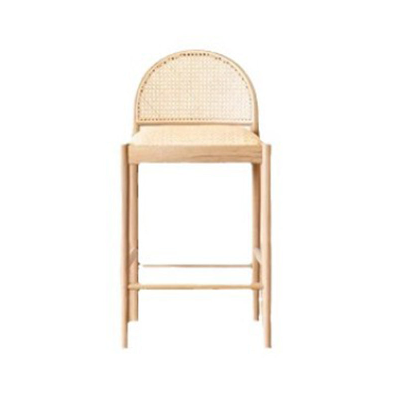 Tabouret de bar carré et semi-rond en rotin traditionnel japonais et en bois massif avec dossier et repose-pieds pour cuisine et bar 