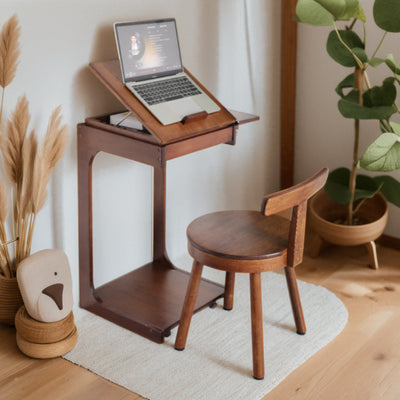 Taburete bajo giratorio redondo de bambú Nanmu retro contemporáneo con respaldo para sala de estar y estudio 