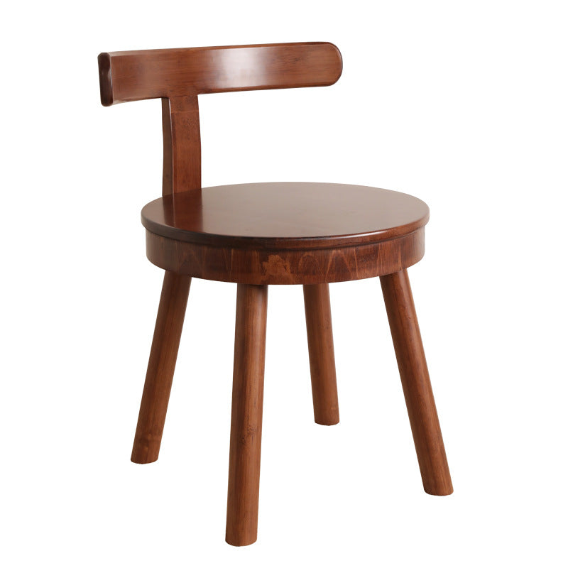 Taburete bajo giratorio redondo de bambú Nanmu retro contemporáneo con respaldo para sala de estar y estudio 