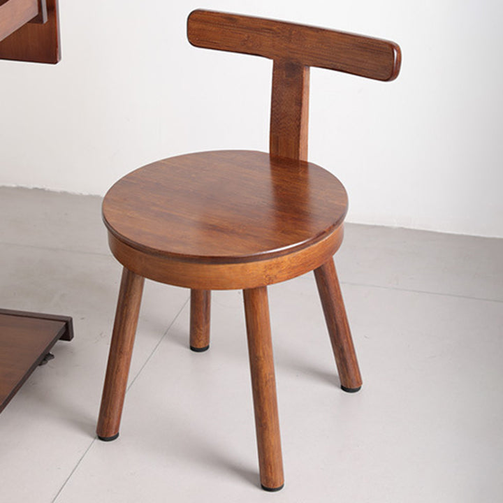 Zeitgenössischer Retro Nanmu Bambus Runder Drehbarer Niedriger Hocker Mit Rückenlehne Für Wohnzimmer &amp; Arbeitszimmer 