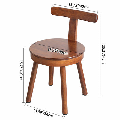 Taburete bajo giratorio redondo de bambú Nanmu retro contemporáneo con respaldo para sala de estar y estudio 