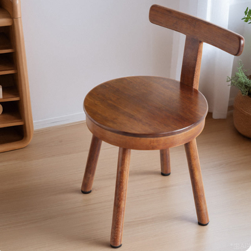 Taburete bajo giratorio redondo de bambú Nanmu retro contemporáneo con respaldo para sala de estar y estudio 
