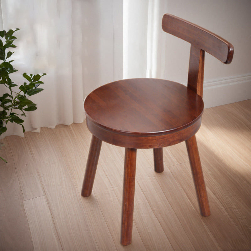 Taburete bajo giratorio redondo de bambú Nanmu retro contemporáneo con respaldo para sala de estar y estudio 