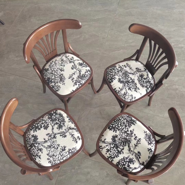 Moderner Retro-Esszimmerstuhl aus Buchenholz mit Samt, Rattan-Optik, PU-Ledersitz, runder geschwungener Rückenlehne für das Esszimmer 