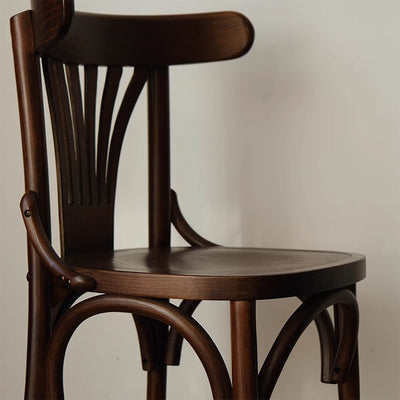 Silla de comedor contemporánea retro de madera de haya con asiento de tela de ratán y cuero sintético redondo con respaldo curvado para comedor 