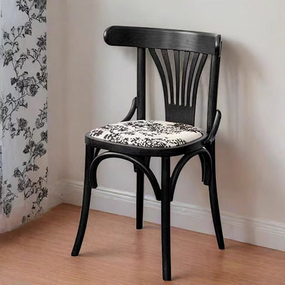 Silla de comedor contemporánea retro de madera de haya con asiento de tela de ratán y cuero sintético redondo con respaldo curvado para comedor 