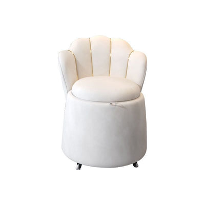 Contemporary Nordic Velvet Wood Round Petal-Back Storage Vanity Stool Backrest For Bedroom