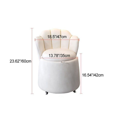 Contemporary Nordic Velvet Wood Round Petal-Back Storage Vanity Stool Backrest For Bedroom