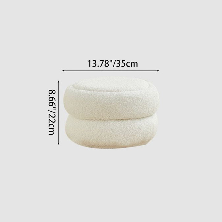Contemporary Nordic Sherpa Fabric Engineered Board Round Low Stool Multi-Tier For Living Room And Bedroom