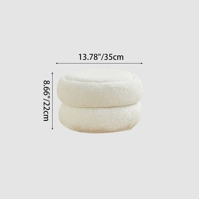 Contemporary Nordic Lambswool Wood Round Low Stool Multi-Tier For Living Room And Bedroom