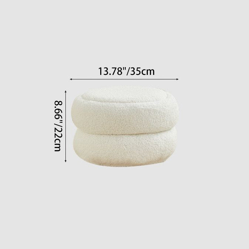 Contemporary Nordic Lambswool Wood Round Low Stool Multi-Tier For Living Room And Bedroom