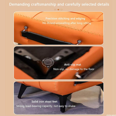 Modern Luxury Leather Wood Iron Rectangular Footstool With Portable Handle For Entryway And Living Room