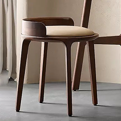 Zeitgenössischer Retro-Hocker aus Eschenholz und Leder mit Rückenlehne für das Schlafzimmer 